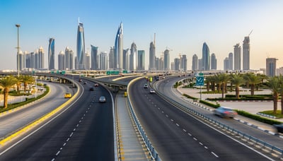 Dubai cityscape with modern highways and toll roads