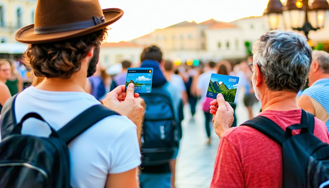 Tourists using smart travel cards